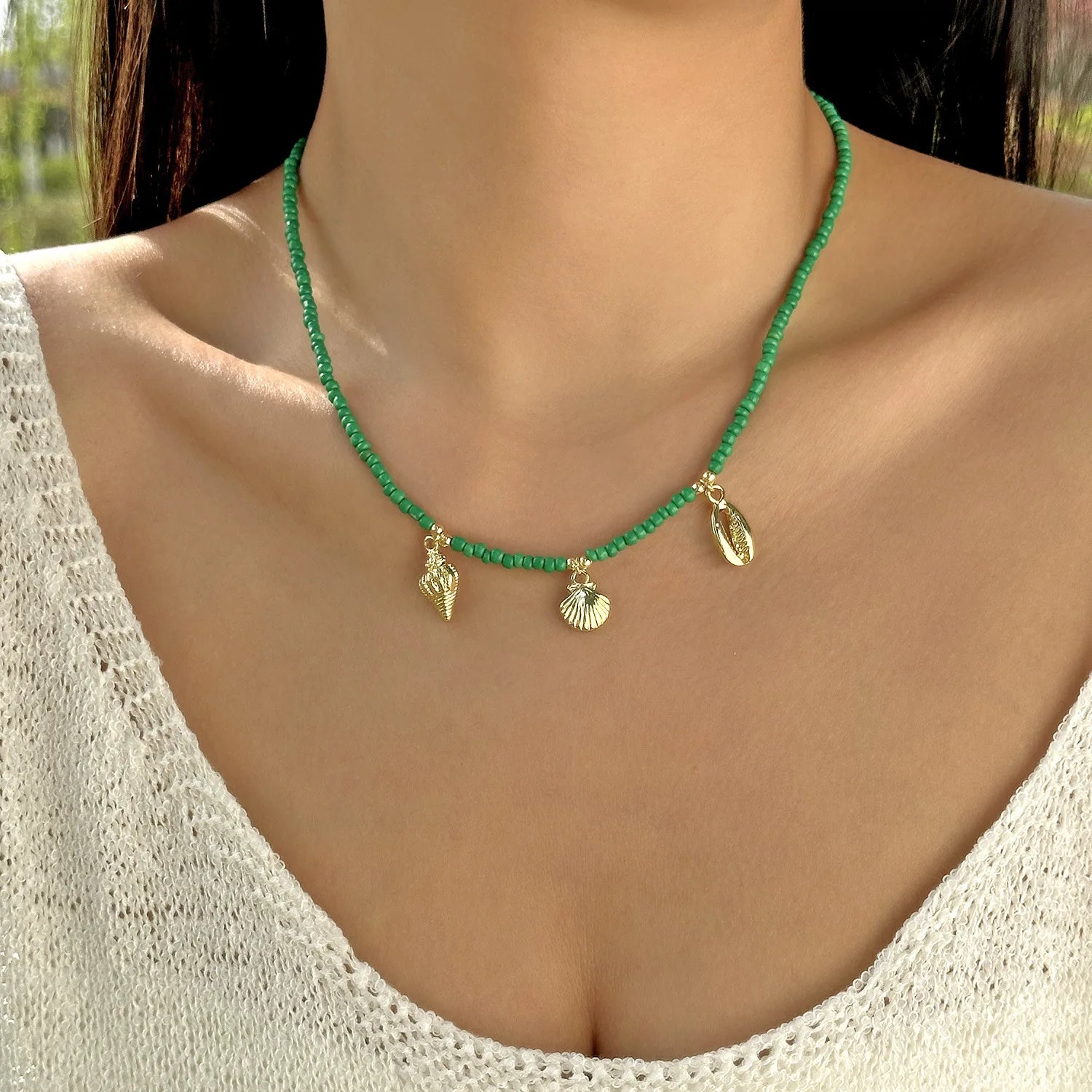 Beaded Starfish Pendant Necklace