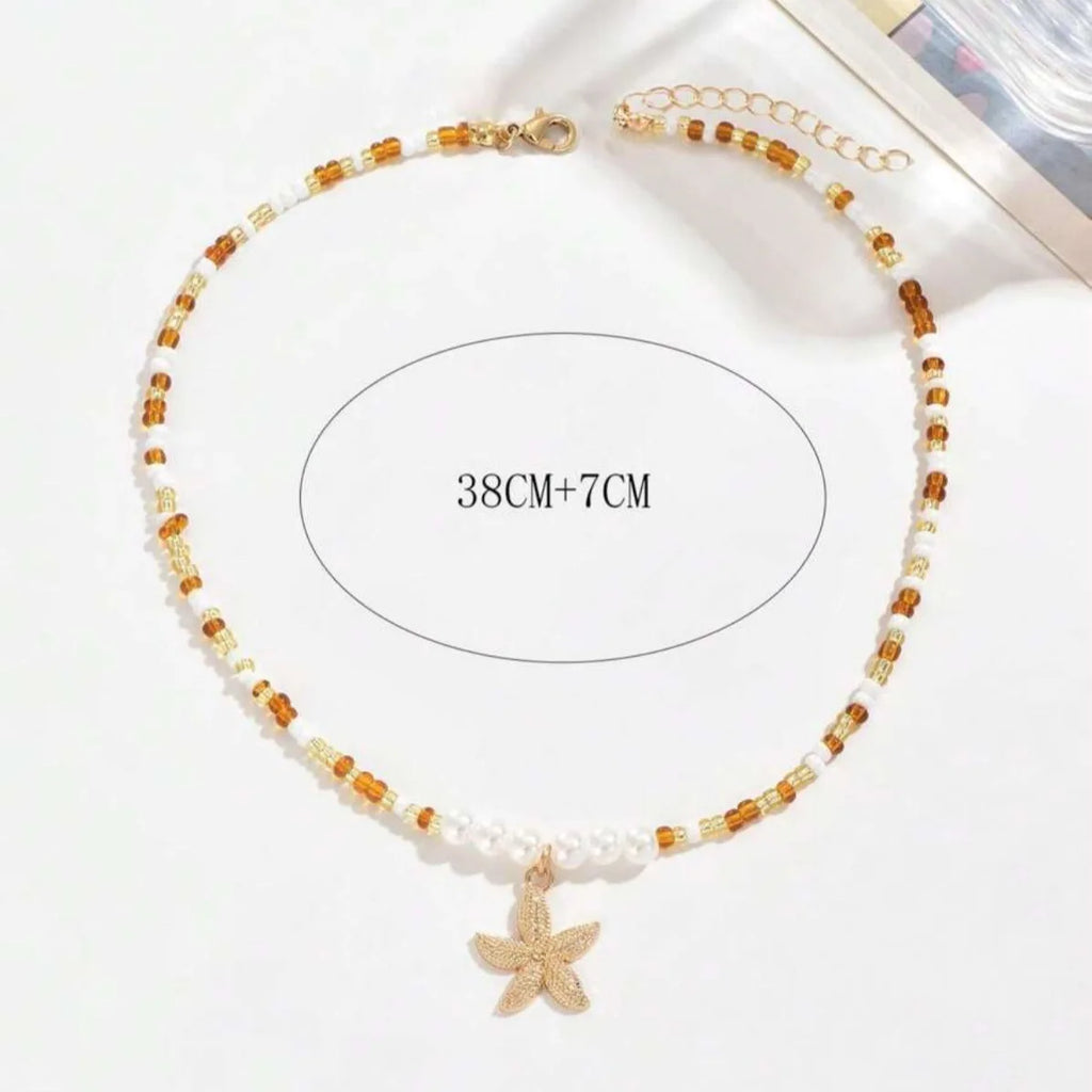 Beaded Starfish Pendant Necklace