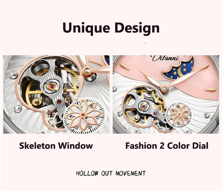Women's Watches Waterproof Luminous Skeleton Original Automatic Mechanical Watch for Woman Elegant Ladies Watch Reloj Mujer
