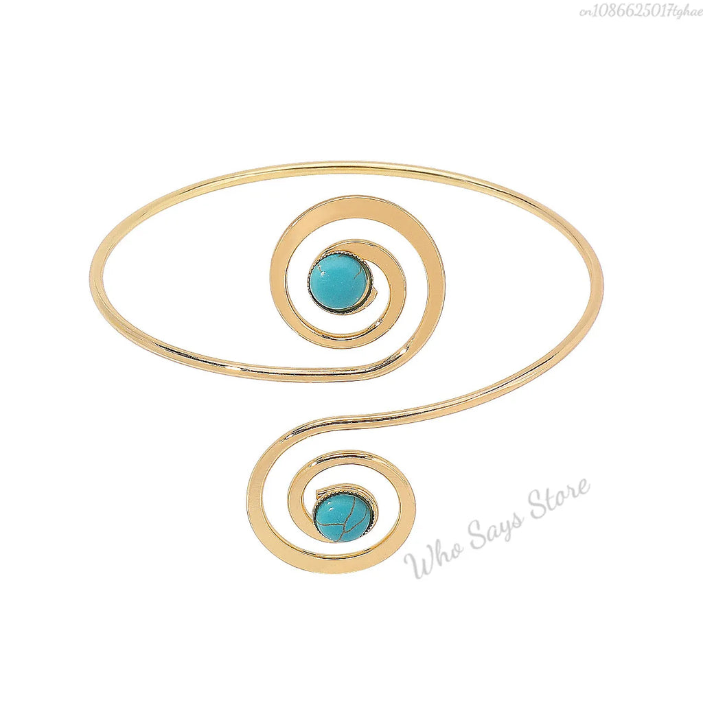 Lacteo Trendy Geometric Twisted Cuff Bracelet On The Upper Arm for Women Water Drop Shape Bangles Adjustable Jewelry Party Girls
