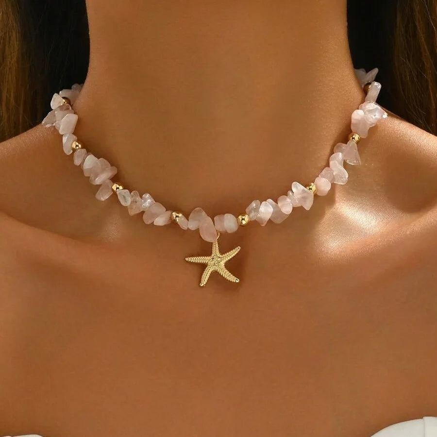 Beaded Starfish Pendant Necklace