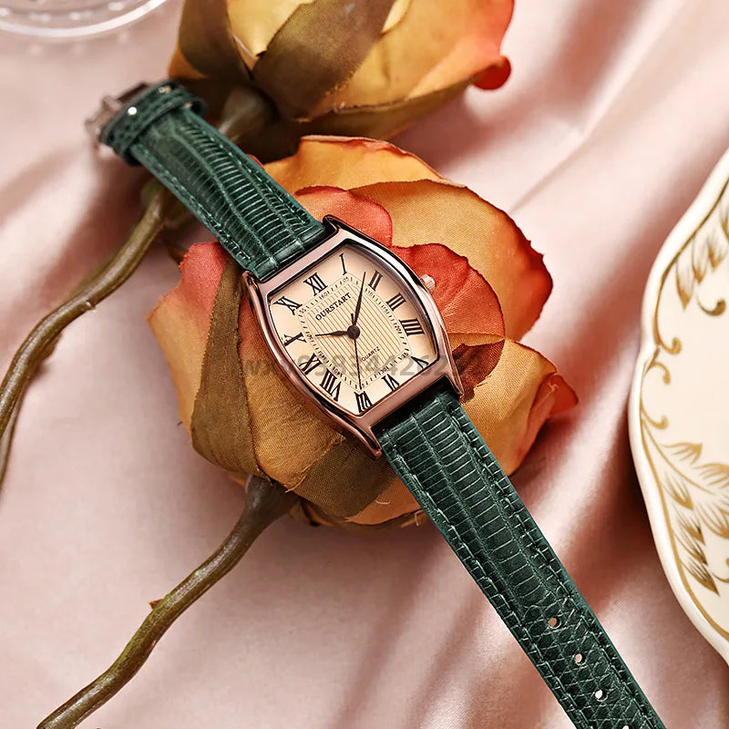 Watch for Women Small Ladies Wristwatches Brown Retro Vintage Leather Bracelet Watch Black Quartz Wristwatches Reloj Mujer