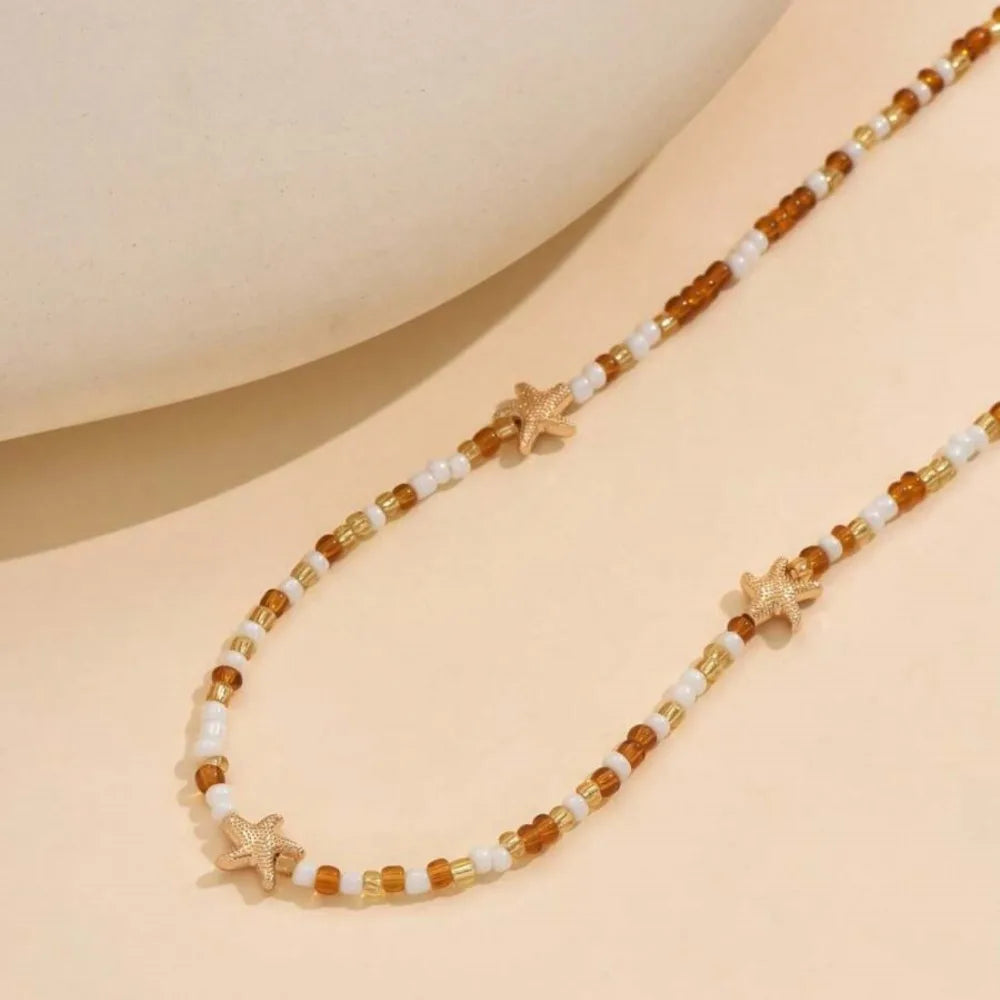 Beaded Starfish Pendant Necklace